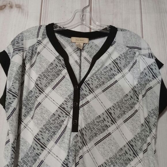 Diana Belle Shirt Ladies Extra Large Black White Short Sleeve - Picture 3 of 7